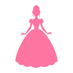 Pink Silhouette of Woman in Ball Gown