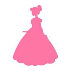Pink Silhouette of Woman in Ball Gown