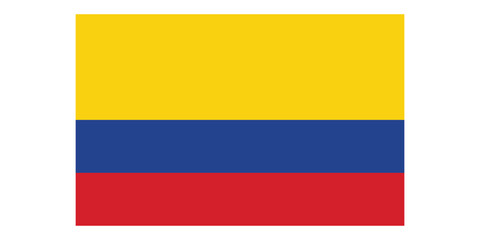 Flag icons of Colombia. Colombia Official National Flag. Flat Digital Vector Illustration of  Colombia Flag and National Emblem. Rectangular  Colombia Flag Icon – Standard Size and Colors.
