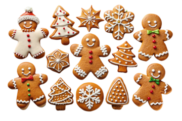 Festive gingerbread cookies isolated on a white background