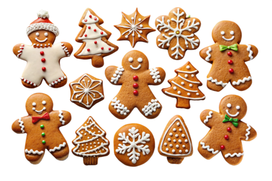 Festive gingerbread cookies isolated on a white background