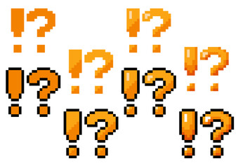 !?マークのドット絵セット（感情表現・ゲーム風・ピクセルアート）