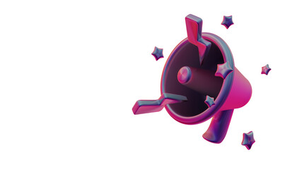 3D megaphone with stars, concept of discount or sale promotion.
