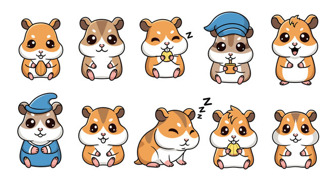 Cute cartoon hamsters collection