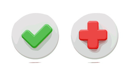 Fototapeta premium Green check mark and red plus icon