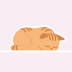 Sleeping orange tabby cat illustration, sweet dreams, pastel background