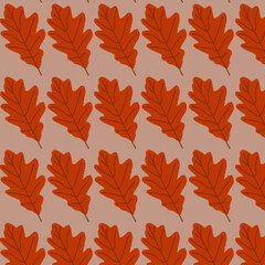 Seamless pattern featuring leaves in shades of orange creates a clean and modern natural look that is suitable for a variety of design applications.Abstract floral pattern.Vector art illustration.
