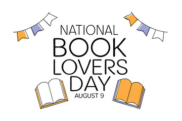 National book lovers day august 9th holiday design graphic featuring books and festive elements