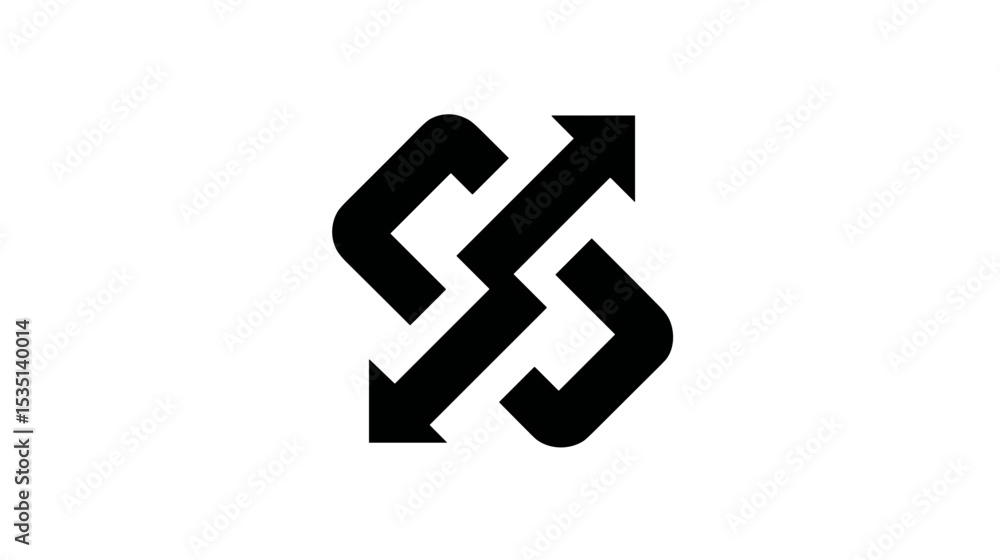 Poster modern abstract logo design with interconnected arrows in black