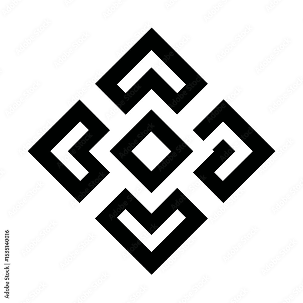 Aufkleber black geometric symbol with interlocking patterns in flat design