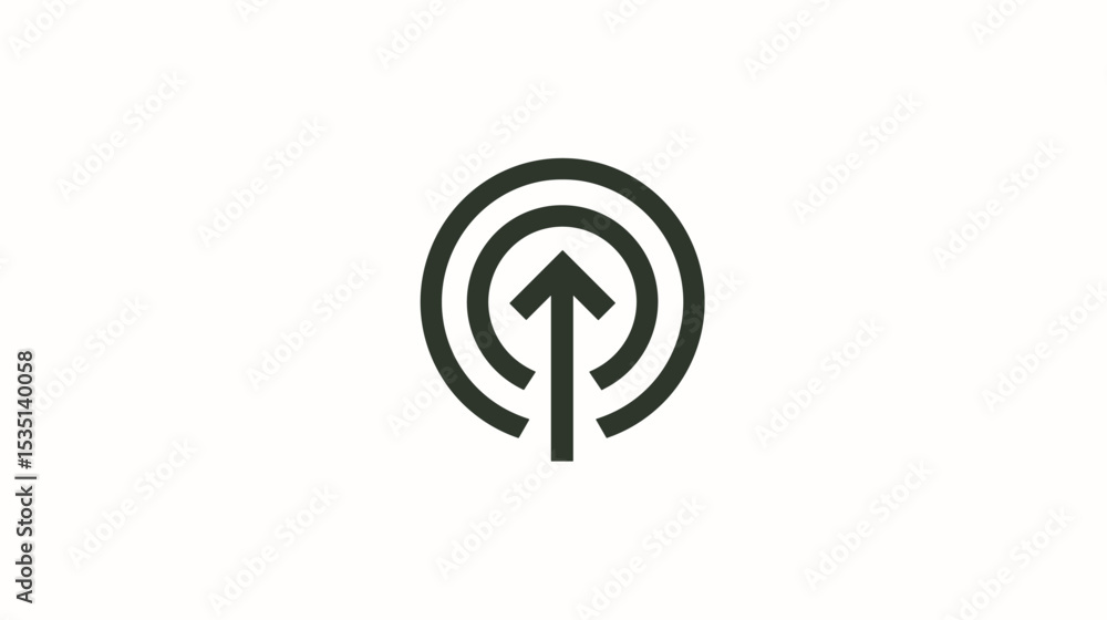 Poster minimalist logo design featuring upward arrow in circular shape