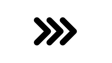 Three black arrows pointing right in minimalist design  