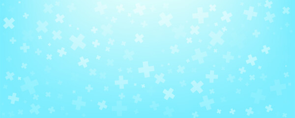 Medical white blue cross pattern background. Abstract healthcare technology and science concept.