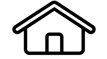 Minimalist black line icon of a house with a door  