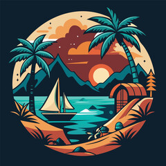 beach-camping-t-shirt-design---mysterious
