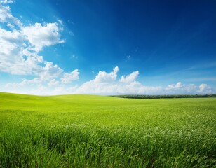 Obraz premium blue sky and summer green field landscape
