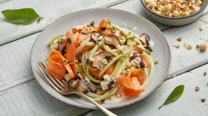 Gemüsespaghetti Zitrone Salbei