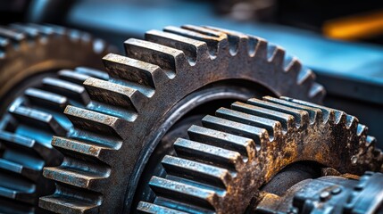 Close-up of aged gears