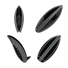 A surfboard bundle silhouette side view white background