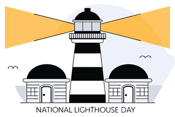 National lighthouse day celebration design template featuring lighthouses seascapes and nautical elements