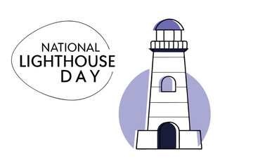 National lighthouse day commemorative sign and badge design for travel