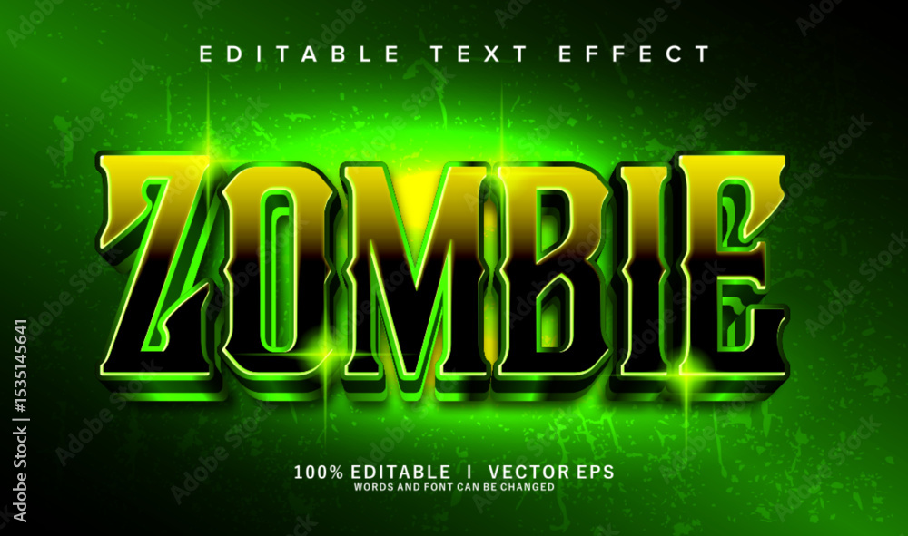 Poster zombie vector text effect with modern style design
