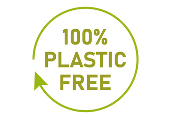 Etiqueta verde de 100 por cien libre de plásticos