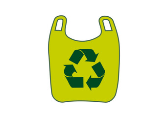 Bolsa verde de plástico con icono de reciclar