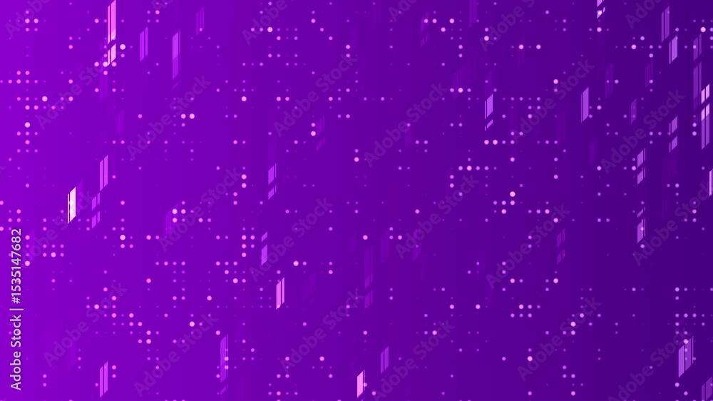 Poster abstract purple gradient background with geometric shapes and glowing dots animation