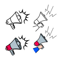 Megaphone vector illustration doodle sketch style for concept design. Media loudspeaker concept vector sketch illustration as conference, announcement, message for print, web, mobile and infographics 