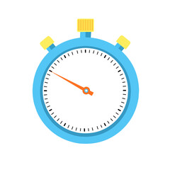 Flat vector illustration of a stopwatch showing 50 minutes. Designed with clean lines and bright colors, this timer icon is perfect for apps, websites, workout visuals, countdown displays,