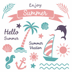 Naklejka premium summer beach icons set