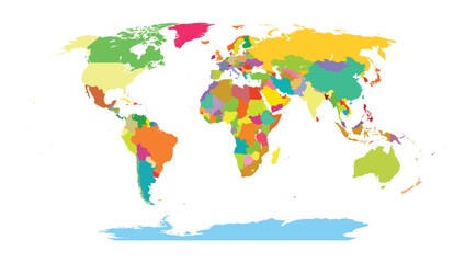 Obraz premium Colorful Political World Map with Country Borders