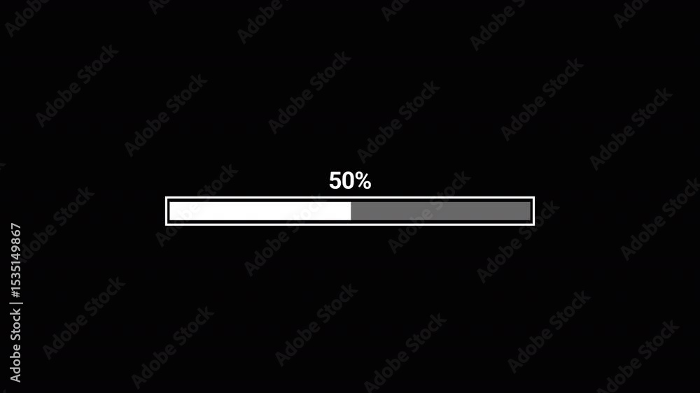 Fototapete loading bar animation from 0 to 100% with alpha channel, white progress bar animation on a transpare