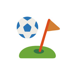 A soccer ball on a grassy field, representing football matches and team sports.