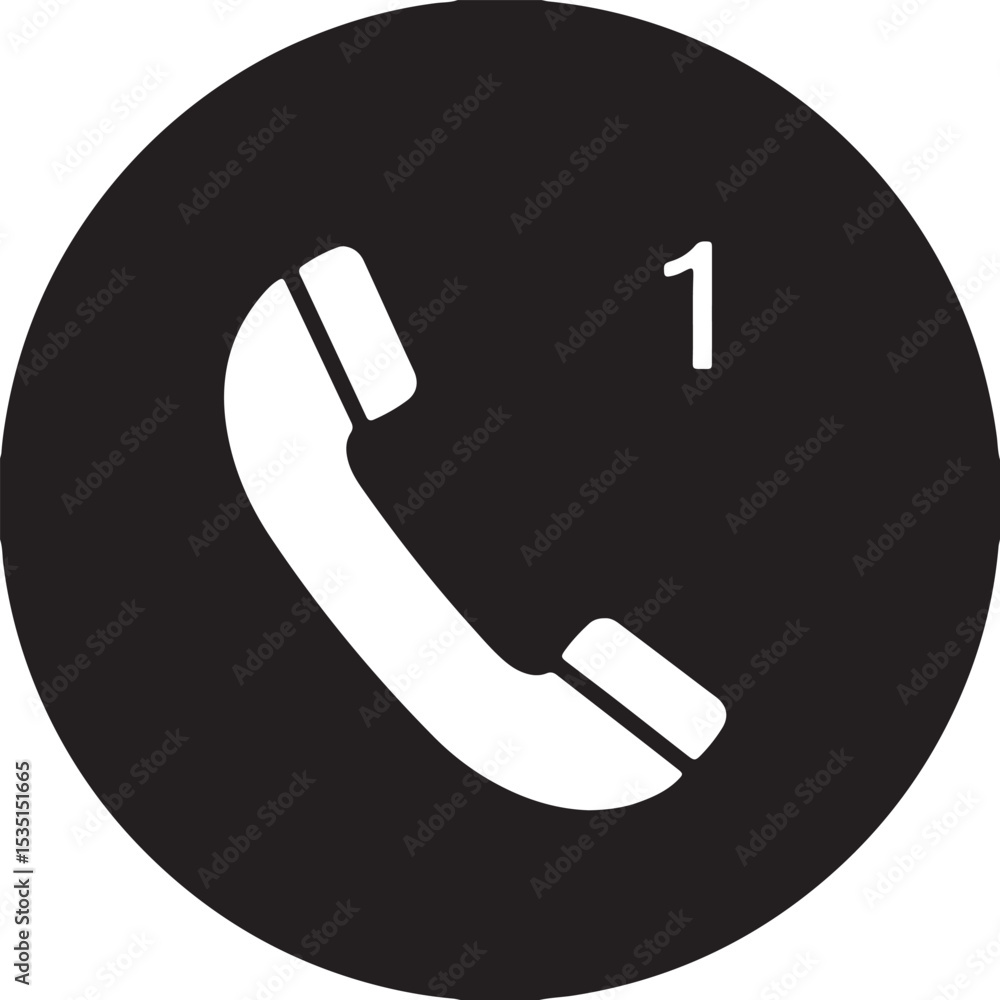 Poster black round 3d phone icon vector for web contact and communication