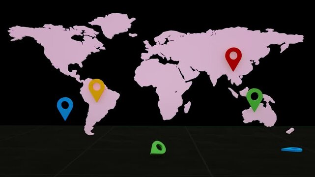 Map Location Pointers Icons 3D Animated Video