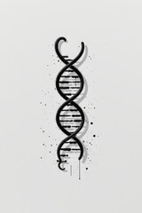 black and white dna strand with subtle drop shadow, minimal scientific icon