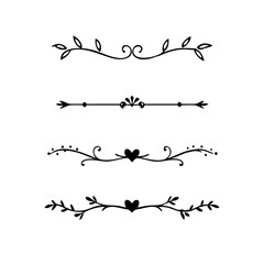 Text dividers. Vector typographic line divider set, retro book ornate bumpers, vintage text separators
