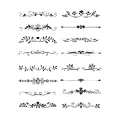 Obraz premium Text dividers. Vector typographic line divider set, retro book ornate bumpers, vintage text separators 