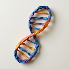 origami style dna spiral folded from matte paper, isolated on light background