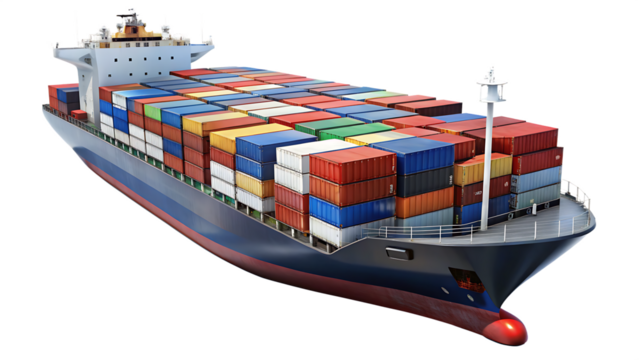 Cargo ship container vessel isolated -  on white background png AI