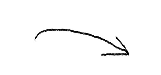 Doodle emphasis arrow vector icon. Design grunge arrow, grunge brush line, curve wave.