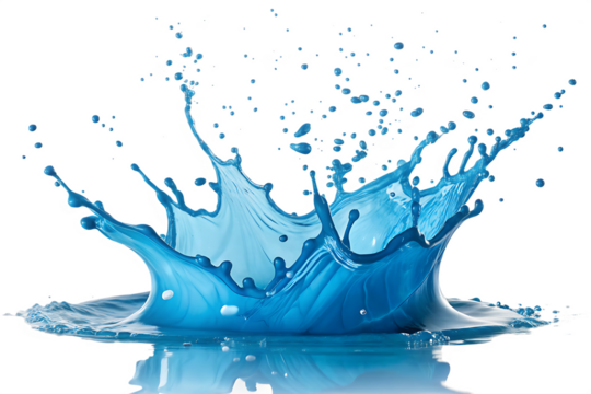 blue paint splashes  on a colored isolated -  on white background PNG AI