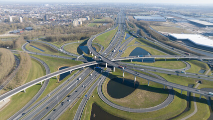 traffic intersection highway, multi level lane motorway, cars, traffic, mobility and transport....