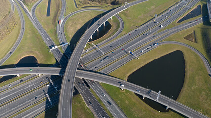 traffic intersection highway, multi level lane motorway, cars, traffic, mobility and transport....