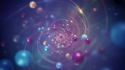 Obraz premium Spiral of Colorful Spheres in a Cosmic Setting