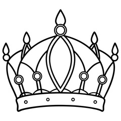 Vintage Royal Crown Line Art Vector