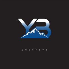 YB Creative Mountain Logo – Bold Gradient Letter mark Branding Design for Business & Outdoor Brands