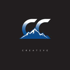 CC Creative Mountain Logo – Bold Gradient Letter mark Branding Design for Business & Outdoor Brands